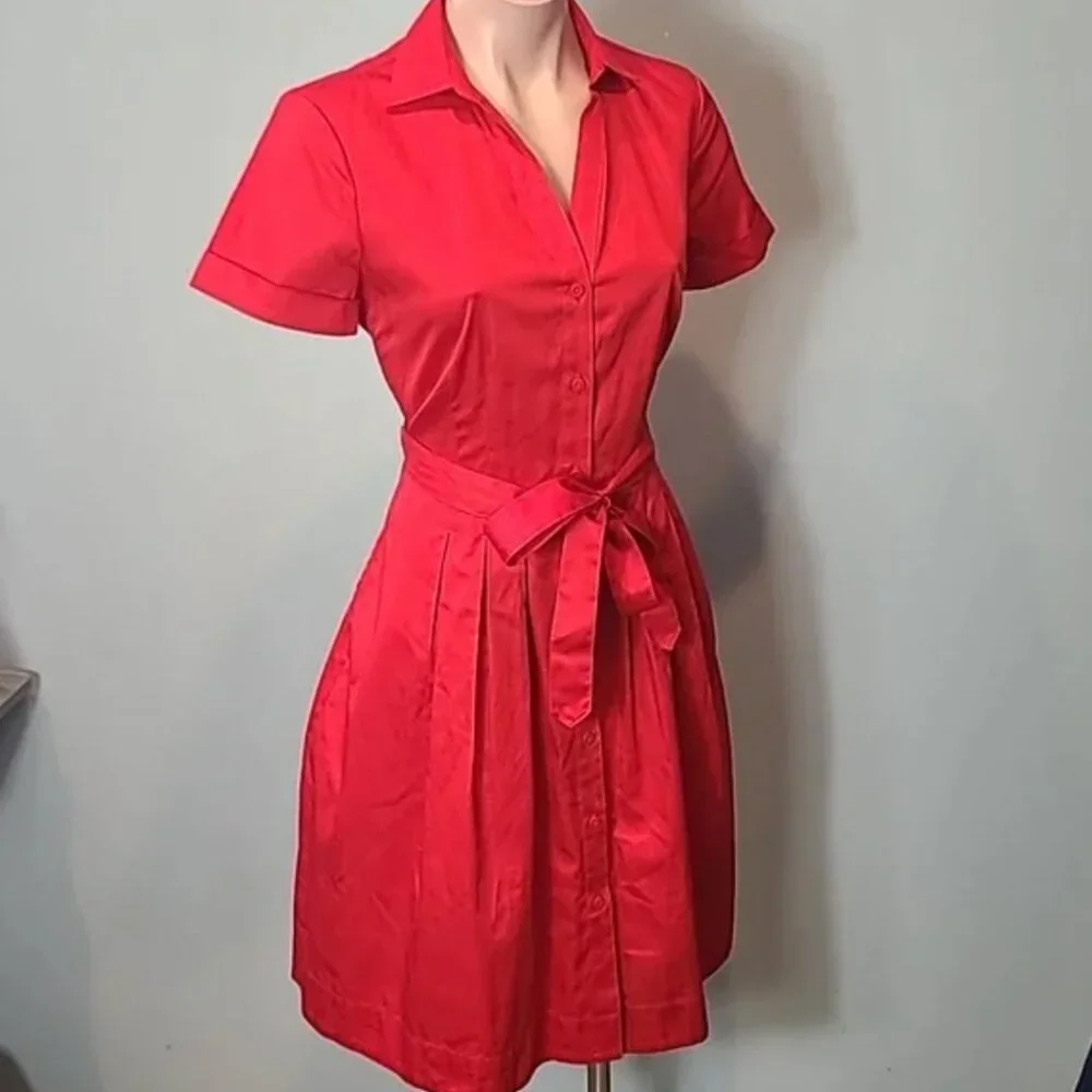 Brooks Brothers Red Belted Shirt Dress with Pockets❣️ Like New - Picture 6 of 12